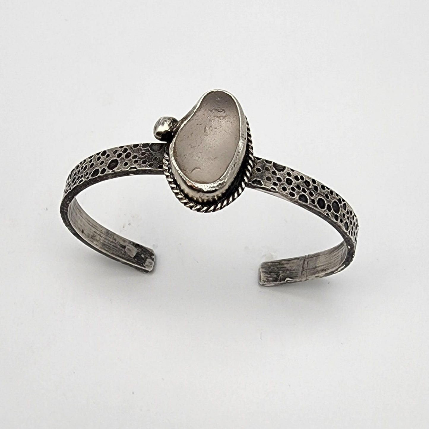 White Sicilian Sea Glass Cuff - 5.5