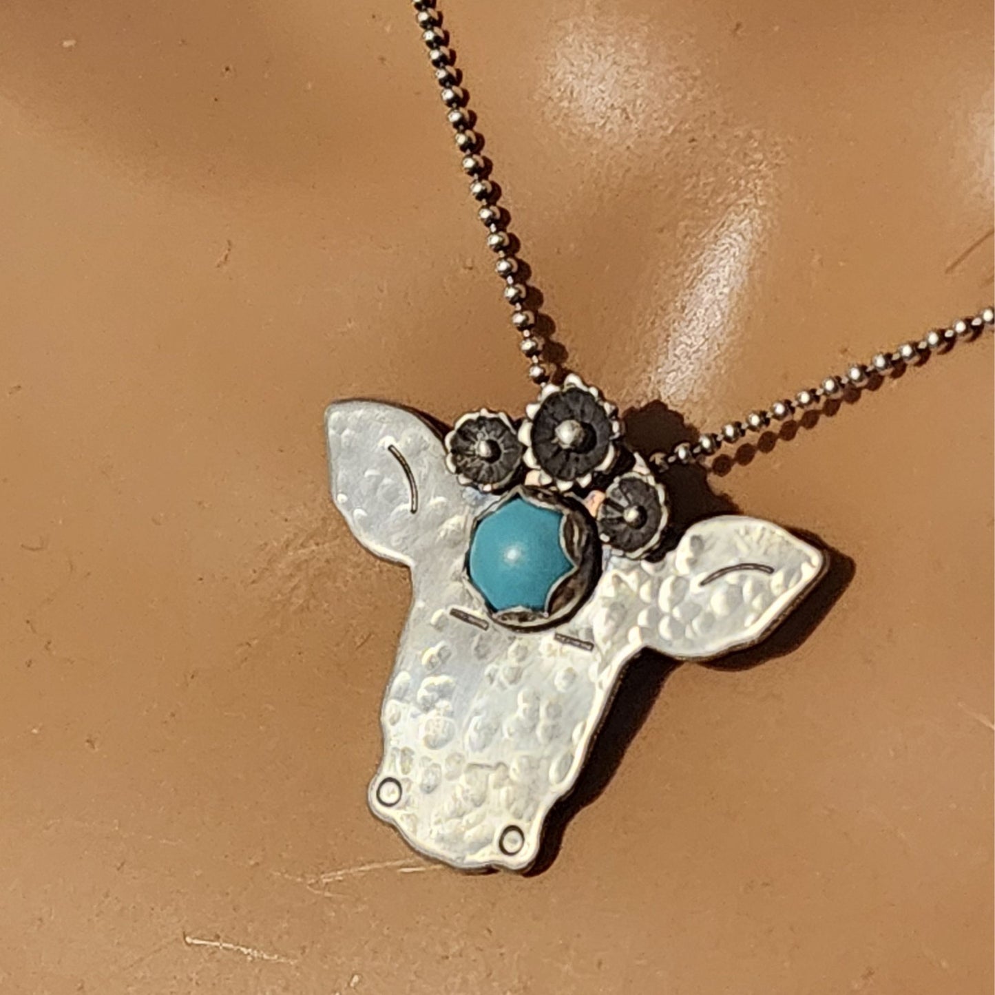 Whimsical Cow - Sonora Turquoise - pin-pendant