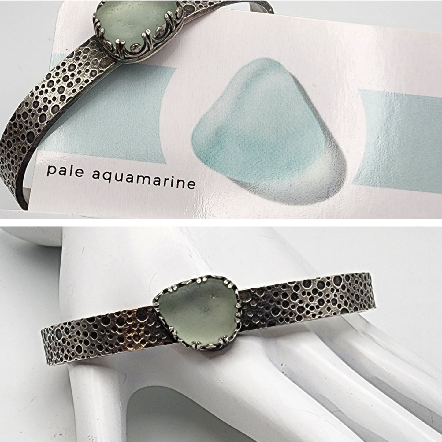 Pale Aquamarine Scilian Seaglass Bracelet - 7