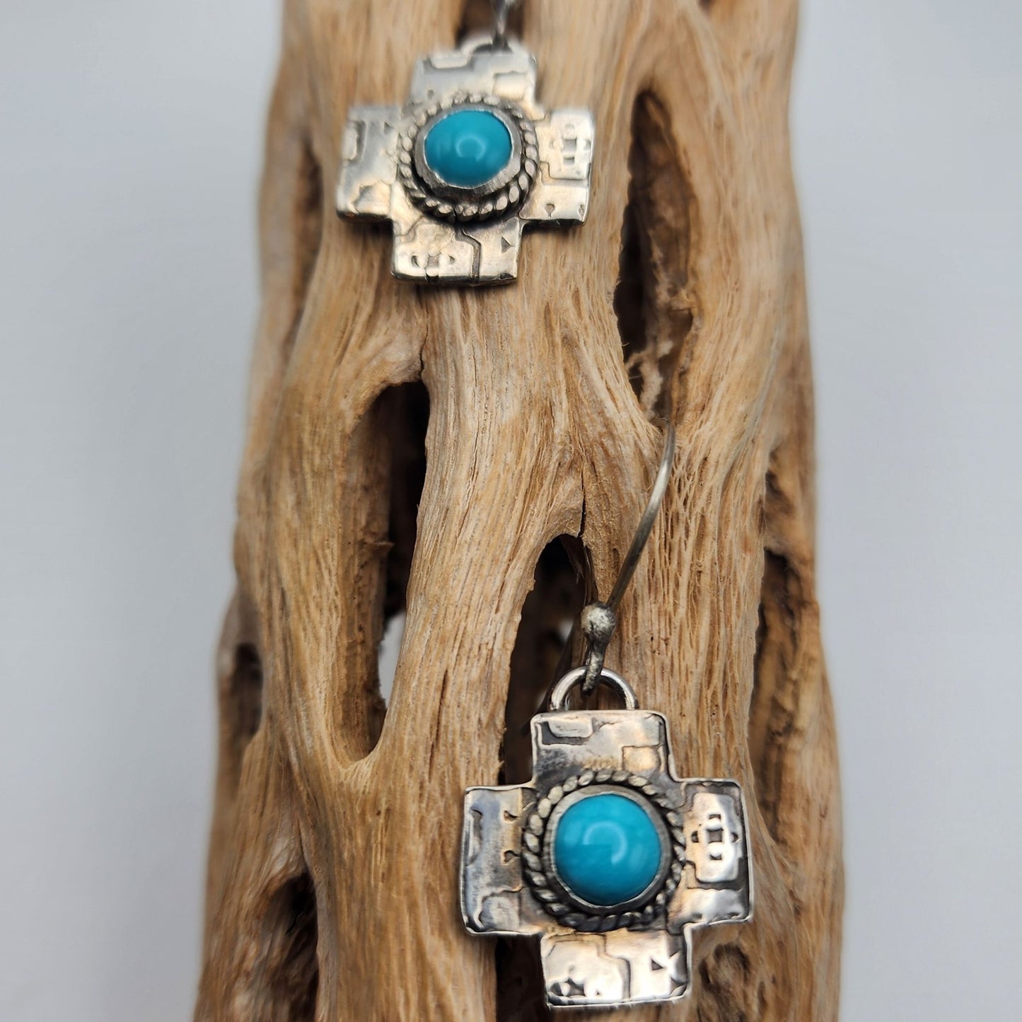 Southwest Style Turquoise Cross Earrings