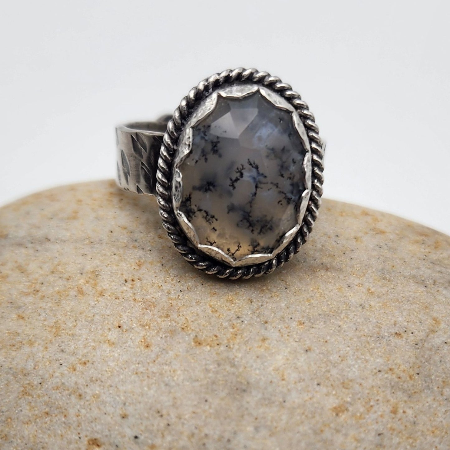 Dendritic Opal Adjustable Ring
