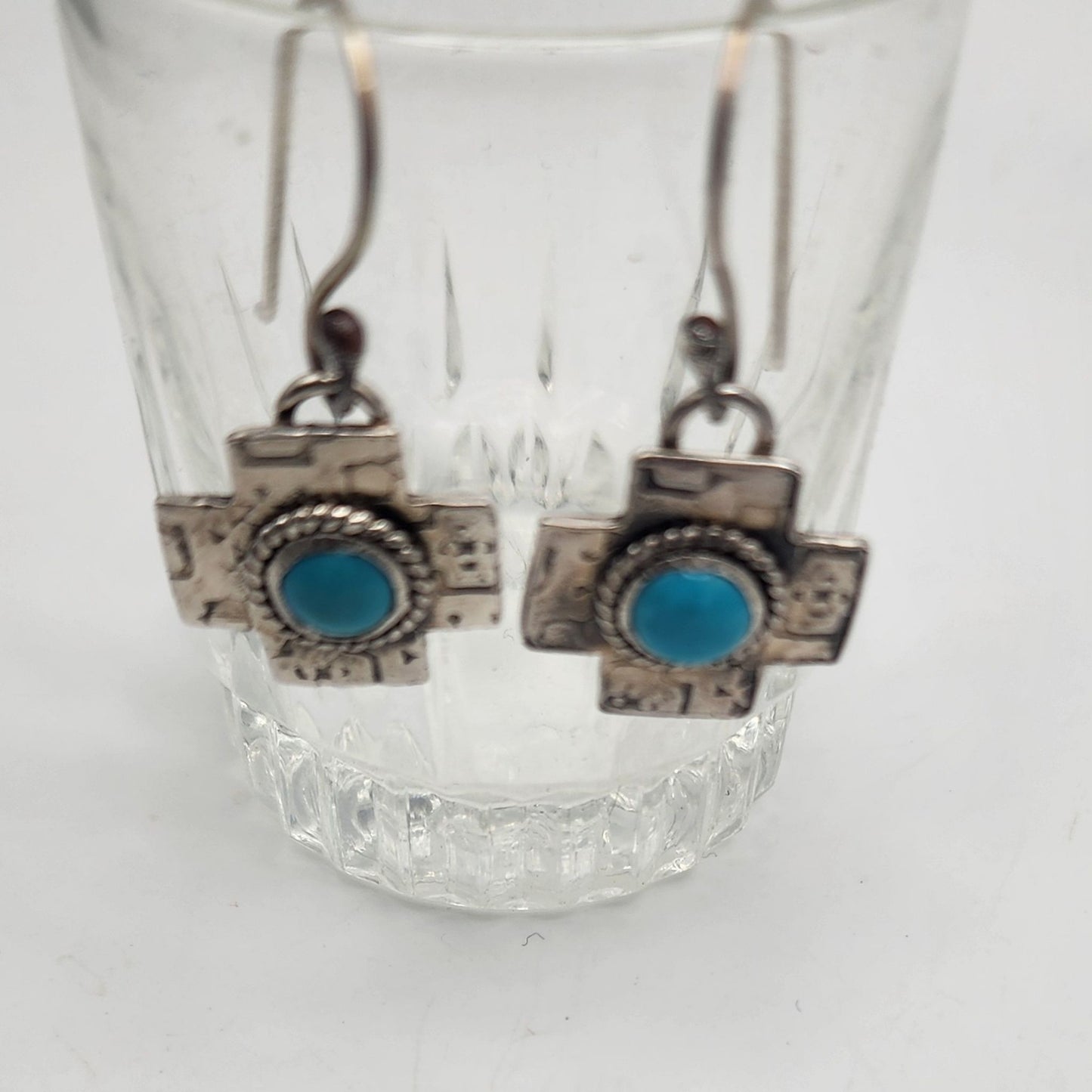 Southwest Style Turquoise Cross Earrings
