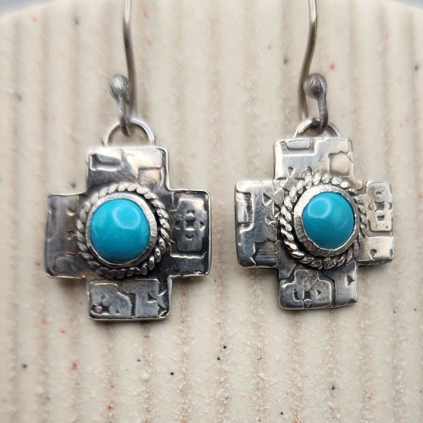 Southwest Style Turquoise Cross Earrings