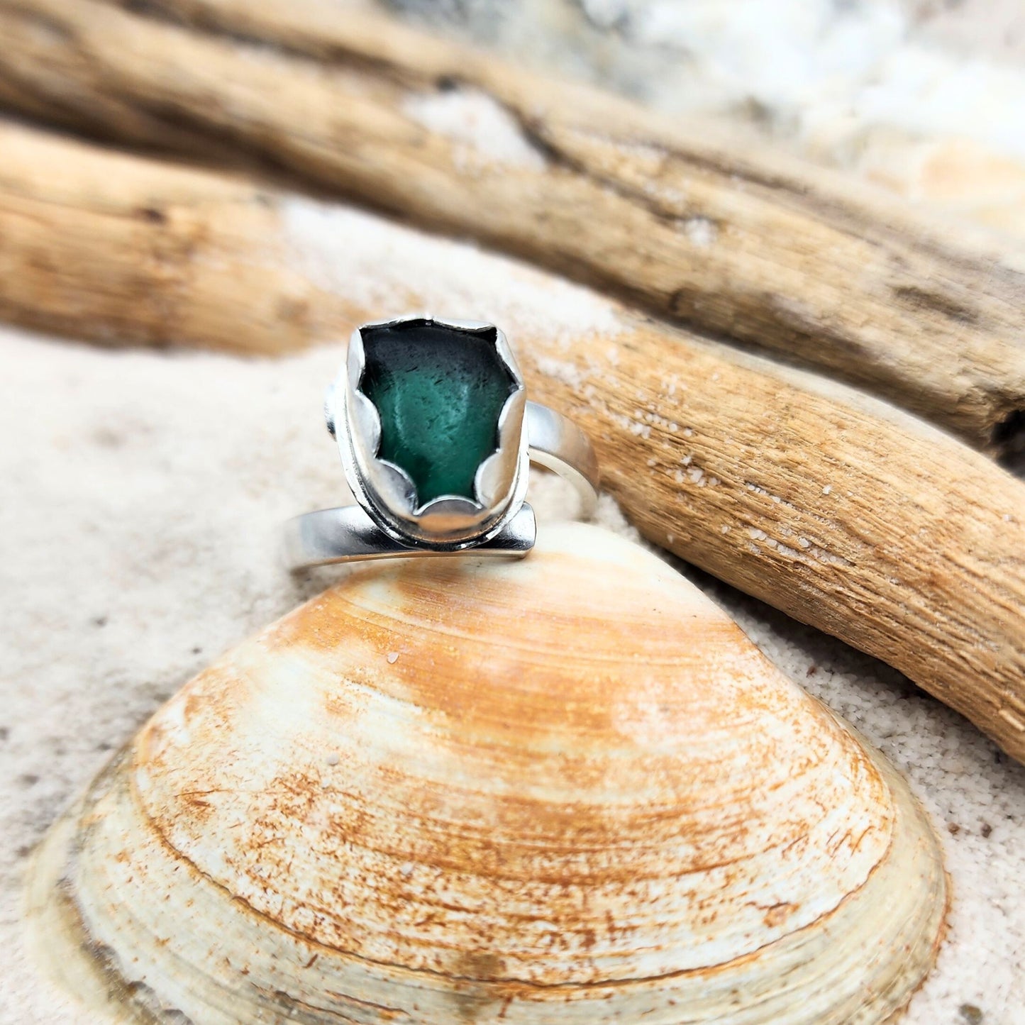 Sea Glass Ring - adjustable 8- 8.5