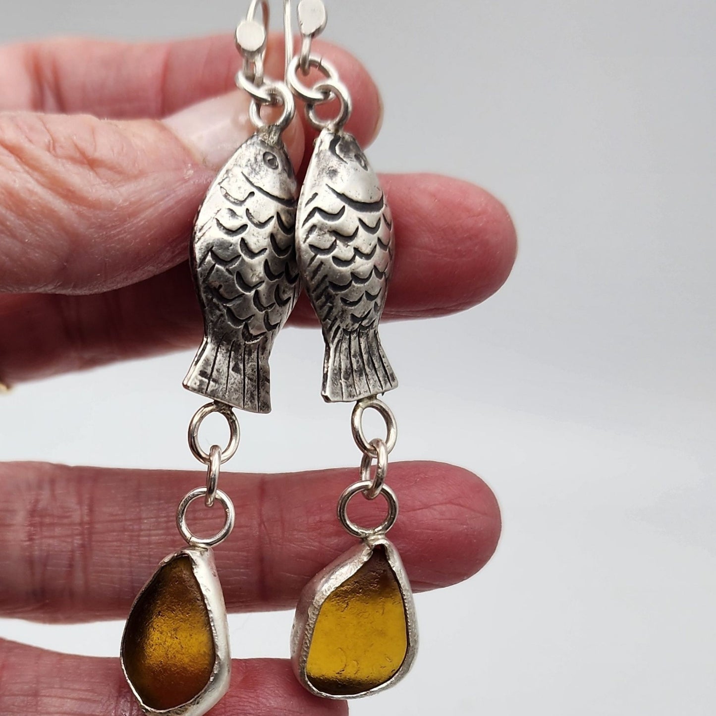 Fish Sea Glass Earrings II