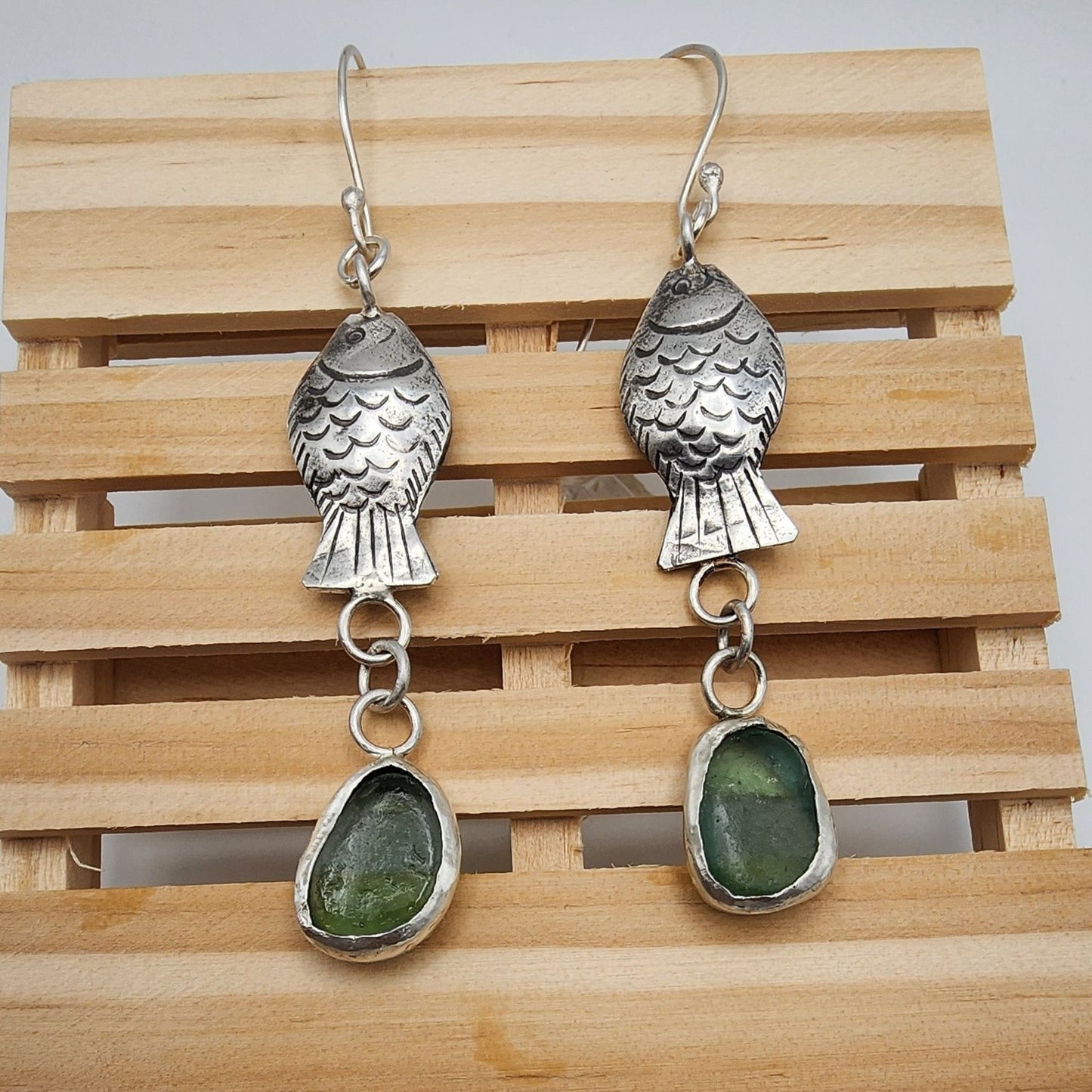 Fish Sea Glass Earrings 1