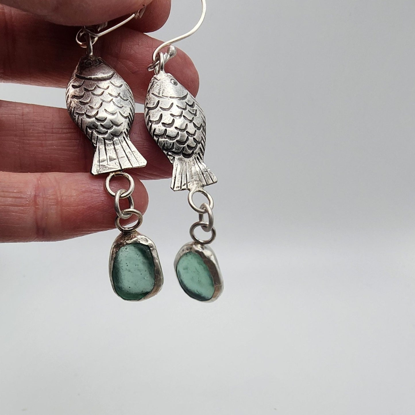 Fish Sea Glass Earrings 1