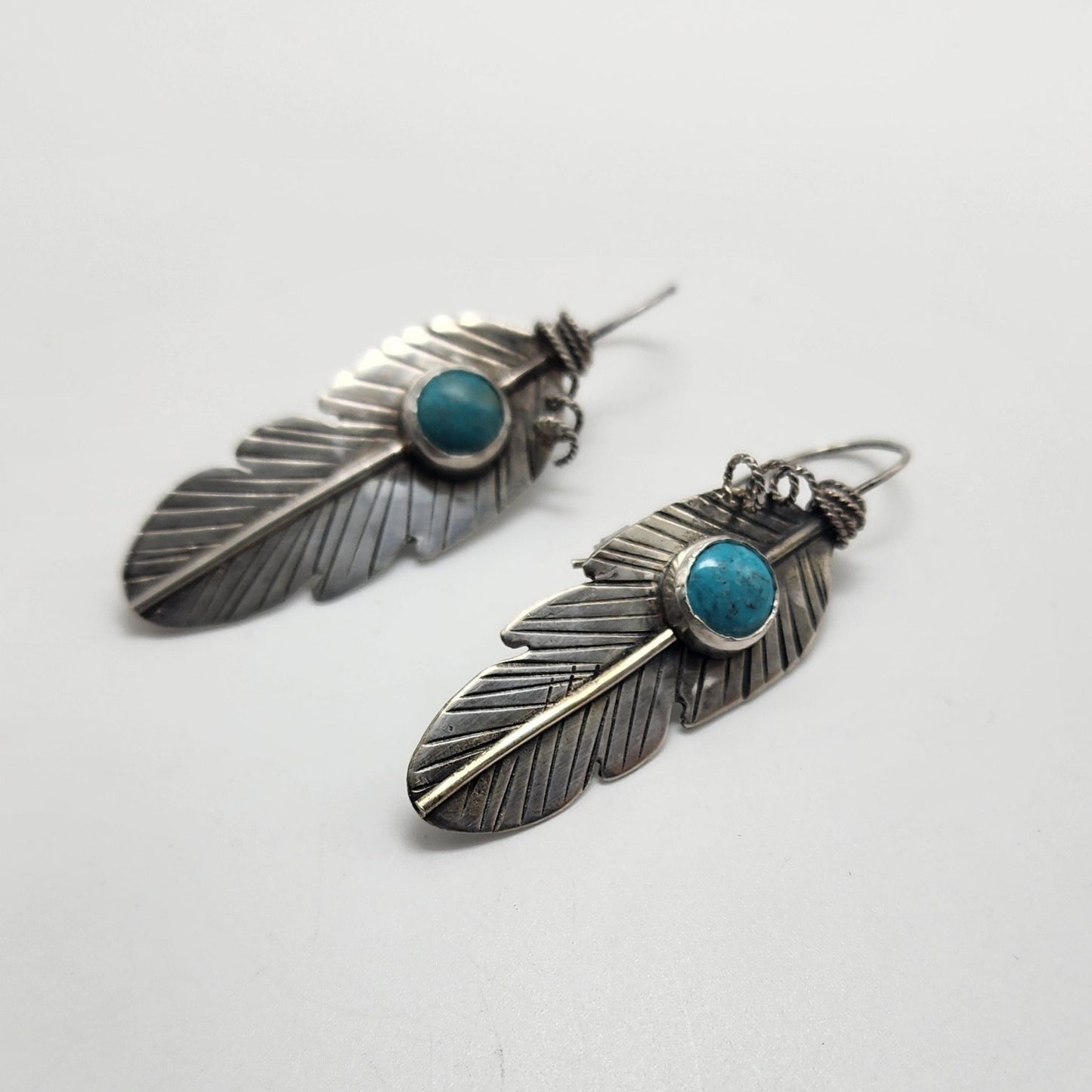 Tibetan Turquoise Feather Earrings
