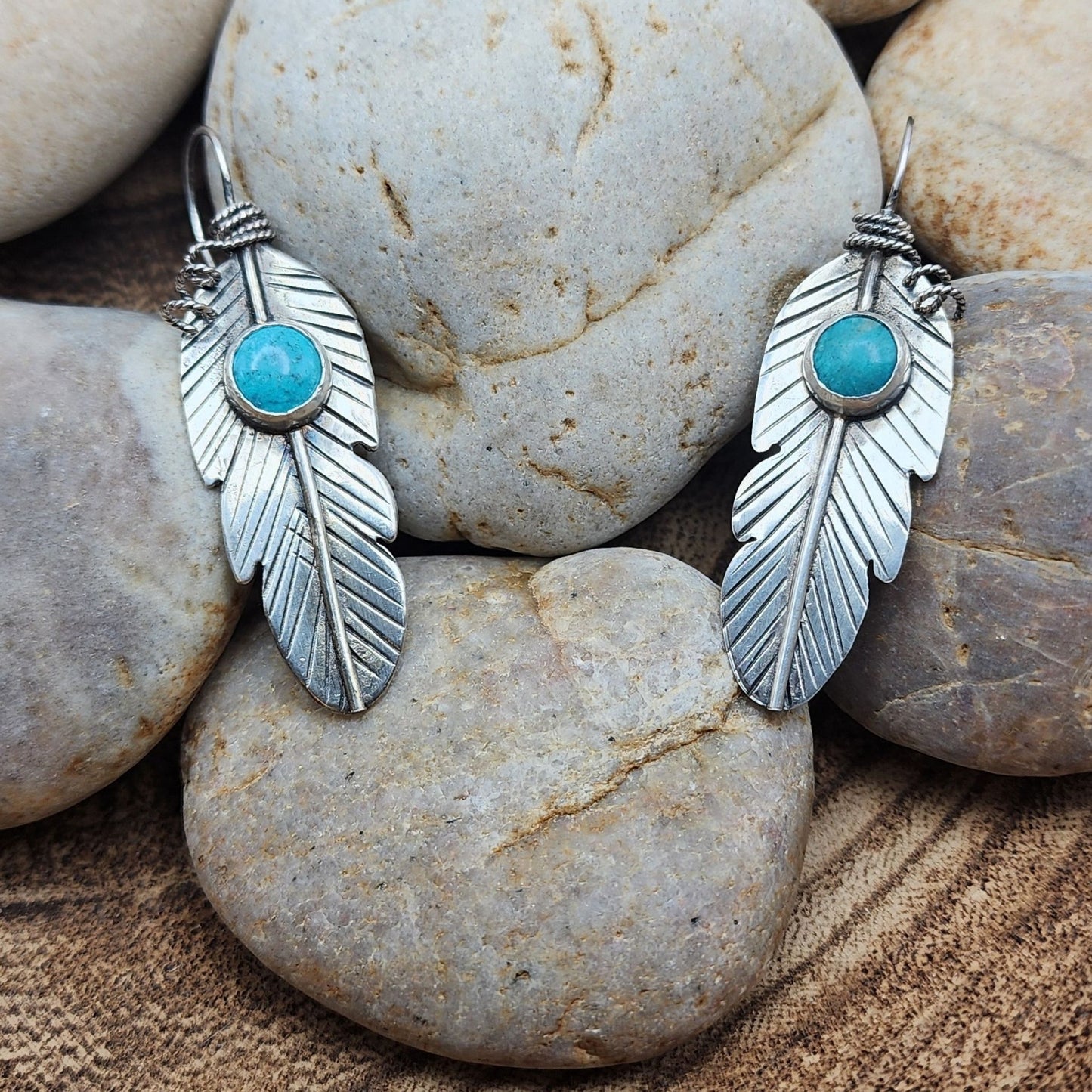 Tibetan Turquoise Feather Earrings