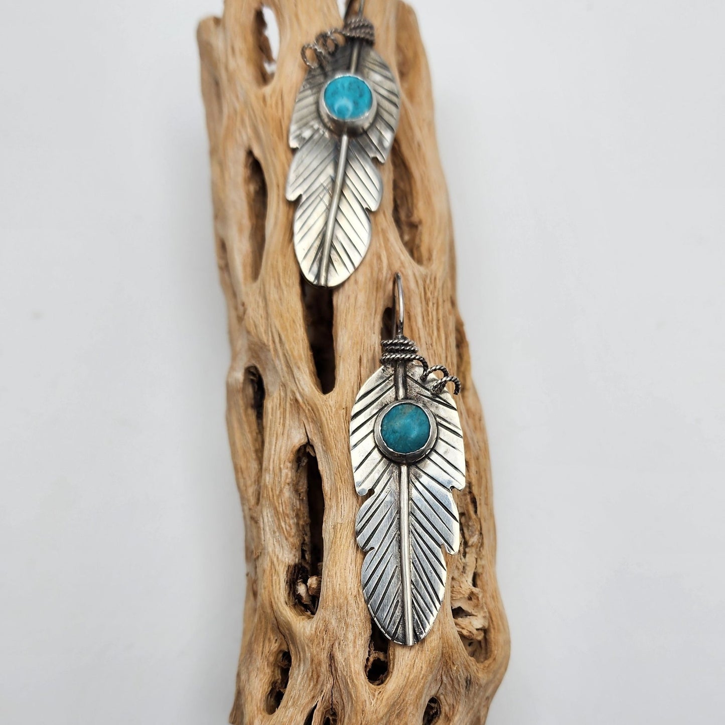 Tibetan Turquoise Feather Earrings