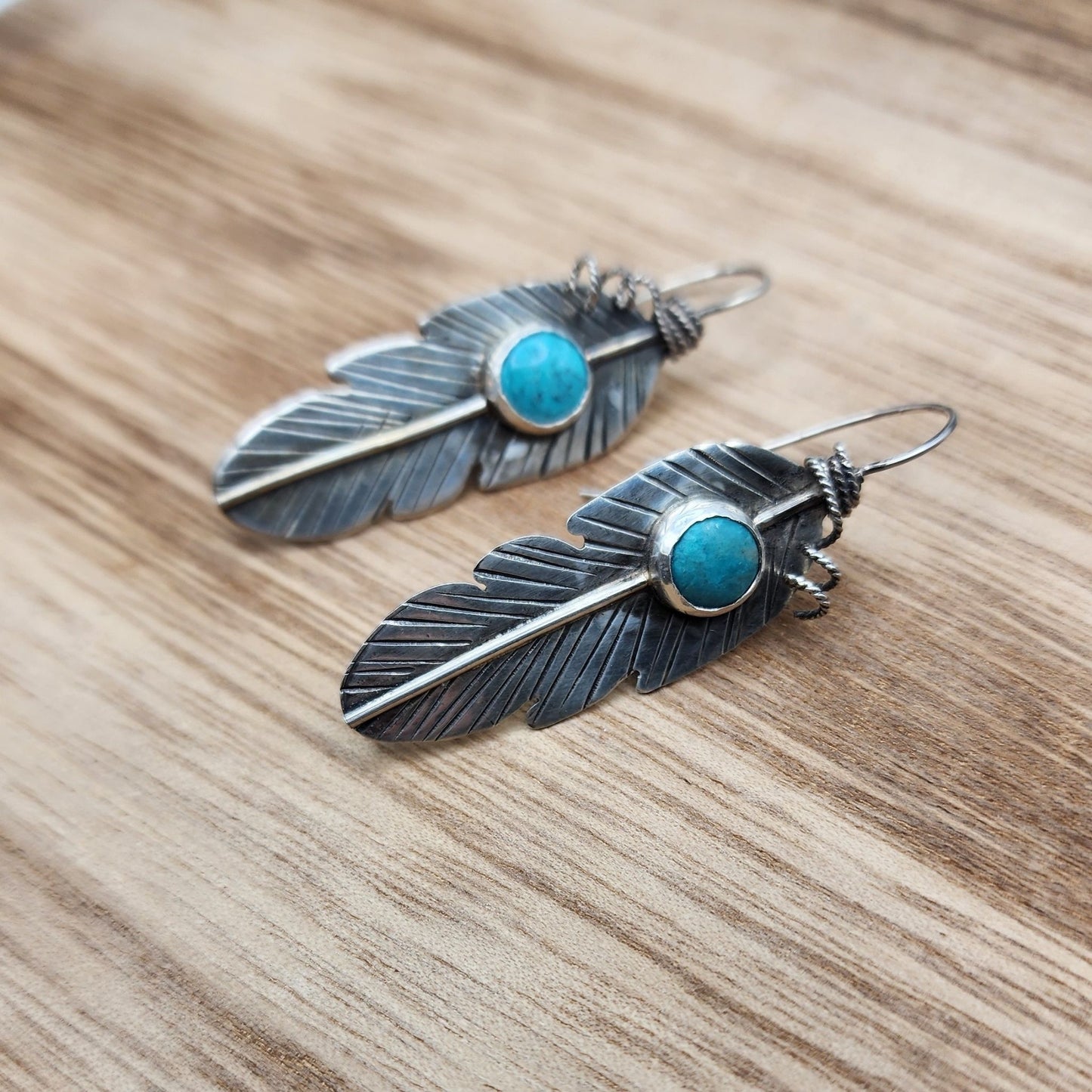 Tibetan Turquoise Feather Earrings