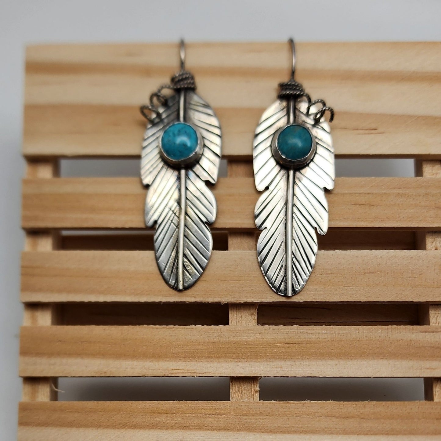 Tibetan Turquoise Feather Earrings