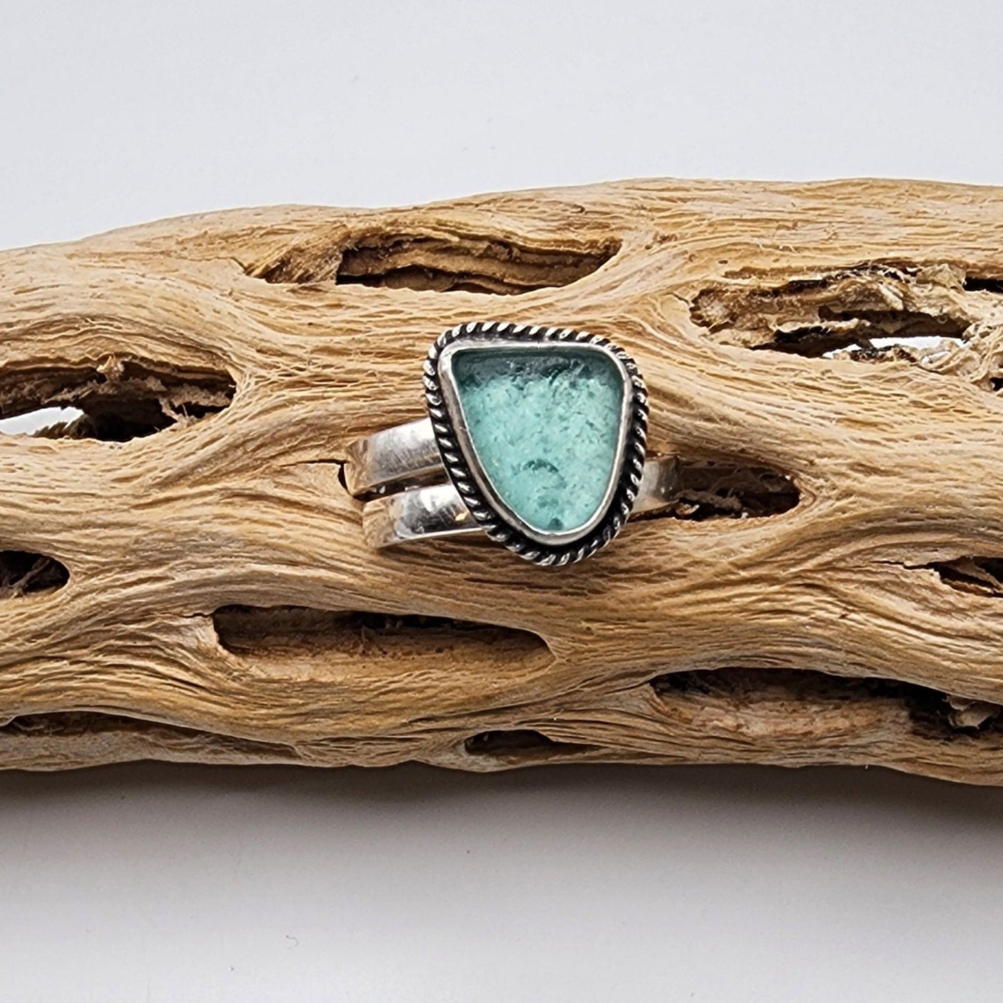 Sea Glass Ring - adjustable 9- 9.5