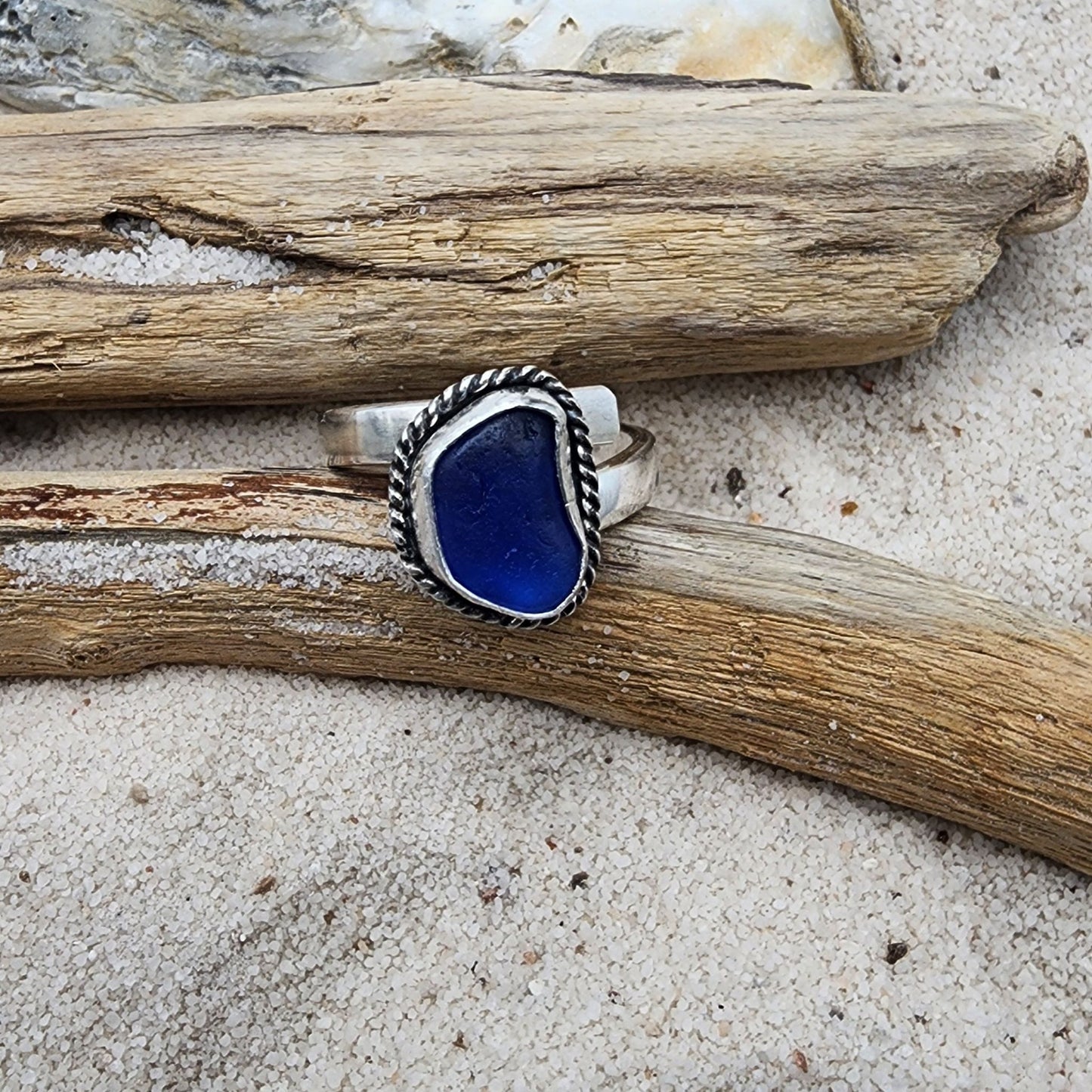 Sea Glass Ring - adjustable 6- 6.5
