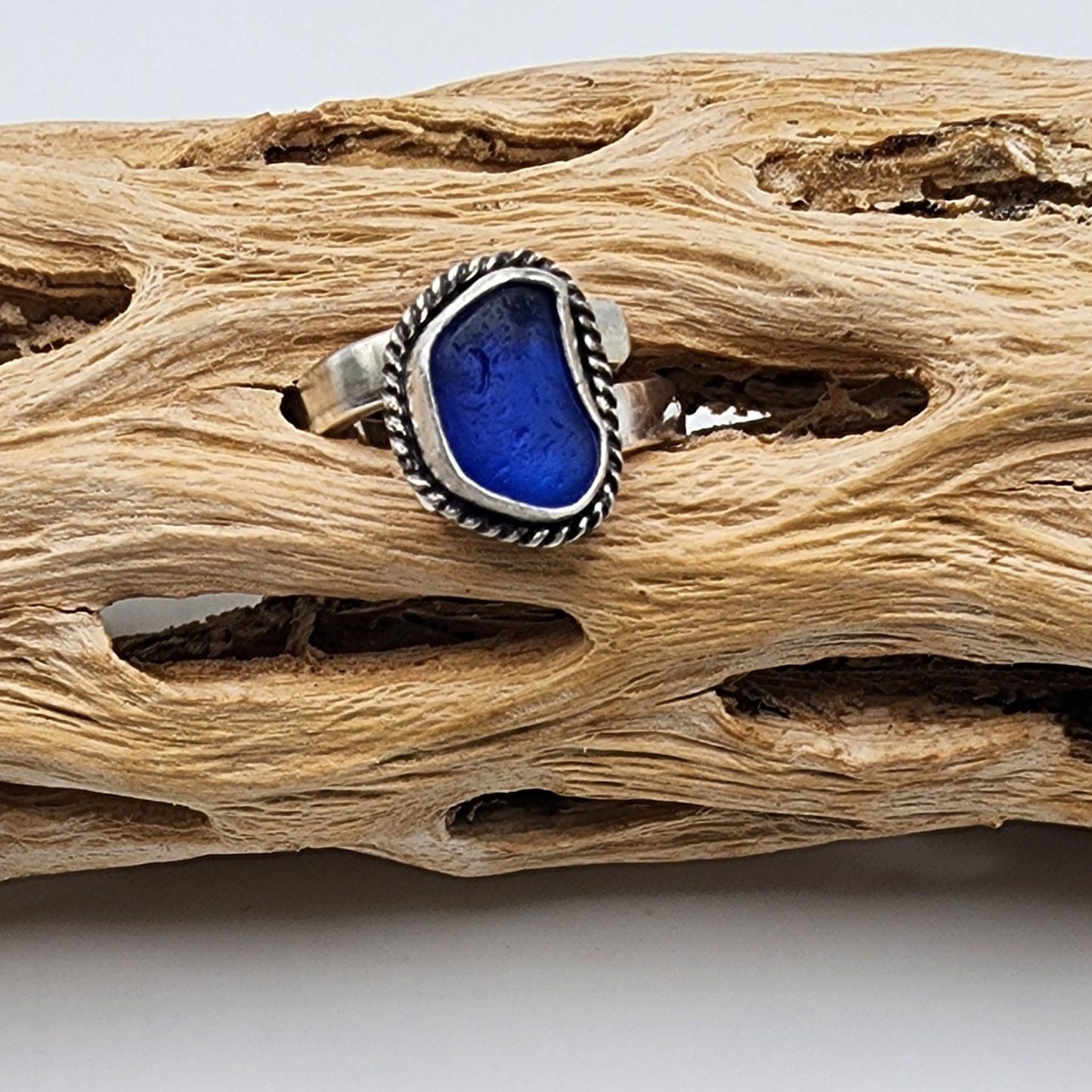 Sea Glass Ring - adjustable 6- 6.5