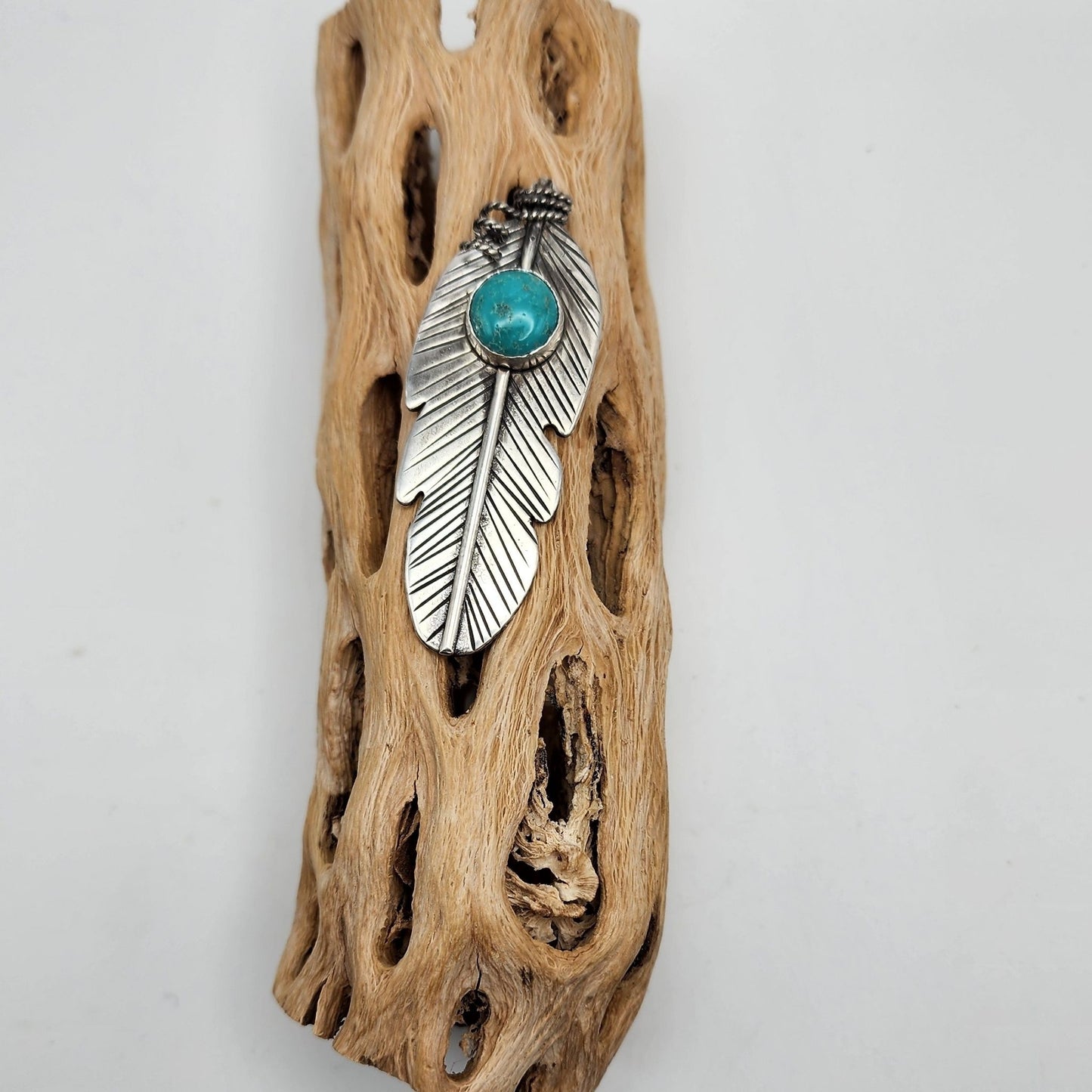 Tibetan turquoise feather pendant