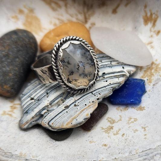 Dendritic Opal Adjustable Ring