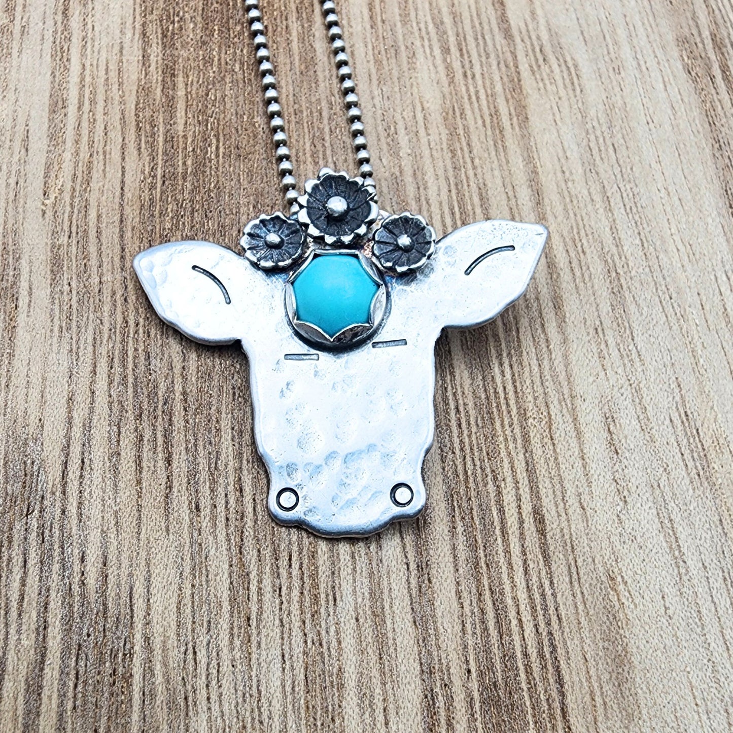 Whimsical Cow - Sonora Turquoise - pin-pendant