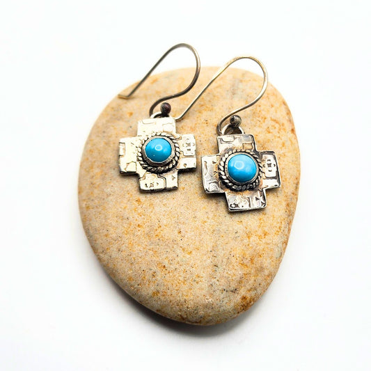 Southwest Style Turquoise Cross Earrings