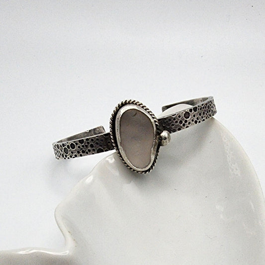 White Sicilian Sea Glass Cuff - 5.5