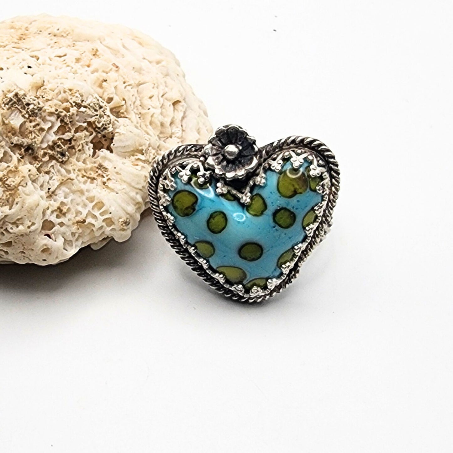 Adjustable Glass Heart Ring 1