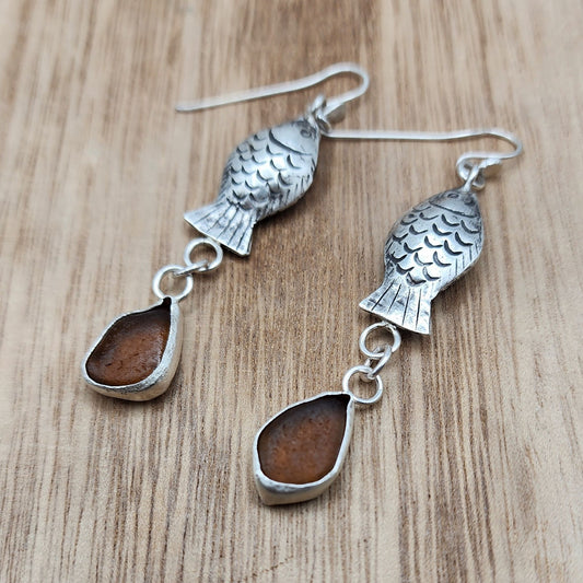 Fish Sea Glass Earrings II