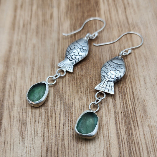 Fish Sea Glass Earrings 1